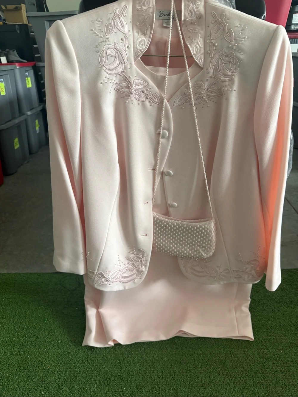 Embellished Light Pink Skirt Set by Emme